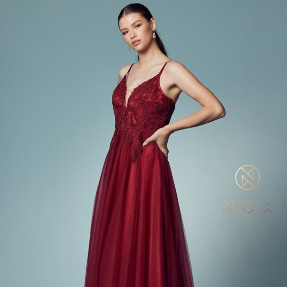 NEW BURGUNDY OFF THE SHOULDER LONG A-LINE DRESS WITH FLUFFY SKIRT AND ZIP NXR357 - Picture 1 of 7
